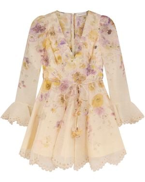 Zimmermann Memento Embroidered Mini Dress - Natural