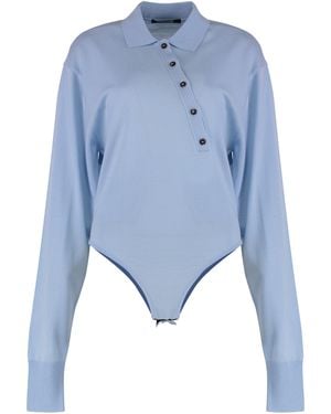 Jacquemus The Tordu Merino Bodysuit Wool Tops - Blue