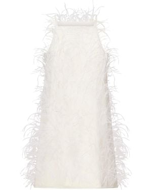 Pinko Short Dress With Feathers - White
