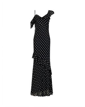 Self-Portrait Self Portrait Polka Dot Georgette Maxi Dress - Black