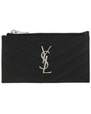 Saint Laurent Calf Leather Bos Taurus Wallet - Black