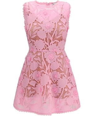 Self-Portrait Short Lace Dress - Pink