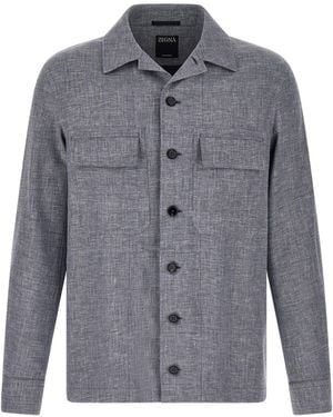 ZEGNA Linen Blouse - Grey