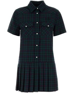 Miu Miu Embroidered Wool Mini Dress - Black