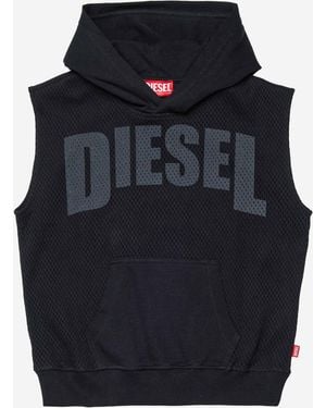 DIESEL Sleeveless Cotton Mesh Sweatshirt Hoods & Sweatshirts - Black