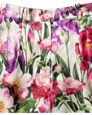 Dolce & Gabbana Floral Print Tapered Trouser Pants Silk Viscose - Pink