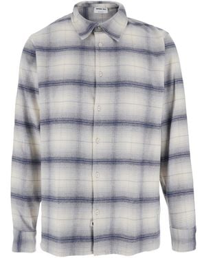 Won Hundred Shirt With Classic Collar And All-Over Check Motif - Grey