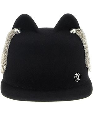 Maison Michel Crystal-Embellished Wool Felt Hat - Black