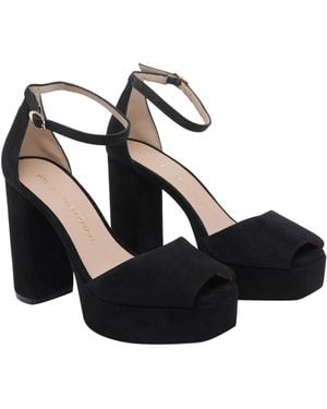 Stuart Weitzman With Heel Suede Leather/Leather Sole - Black
