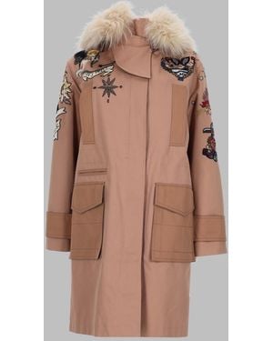 Valentino Cotton Coat Trench & Raincoats - Brown