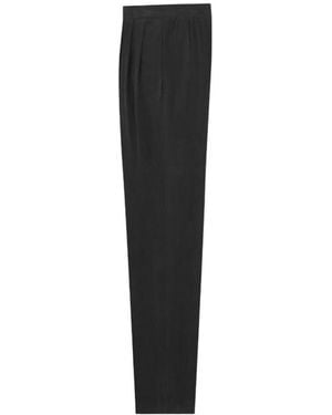 Saint Laurent Mid-Rise Silk Habotai Trousers - Black