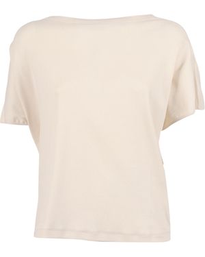Fabiana Filippi Ribbed Jersey T-Shirt With Knit Detail On Shoulder Cotton Elastane - Natural