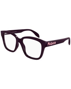 McQueen Eyeglasses Square Full Rim, Frame And Clear Demo Lens Am0333O002 - Black