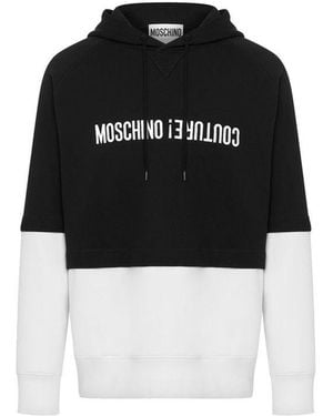 Moschino Logo Embroidered Hoodie - Black