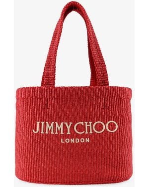 Jimmy Choo Raffia Tote Bag - Red