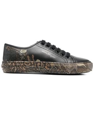 Ferragamo Borg Cubic Lace-Up Trainers 030281754521 - Black