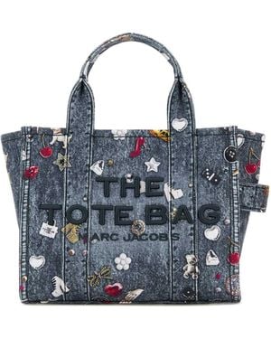 Marc Jacobs Printed Denim The Tote Bag Handbag - Blue