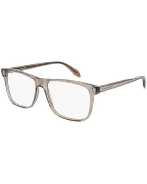 McQueen Eyeglasses Square Full Rim, Transparent Frame And Clear Demo Lenses Lens Am0247O002 - Metallic