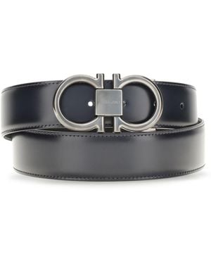 Ferragamo Reversible And Adjustable Gancini Belt - Gray