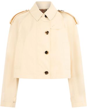 Burberry Cropped Cotton Jacket - Natural