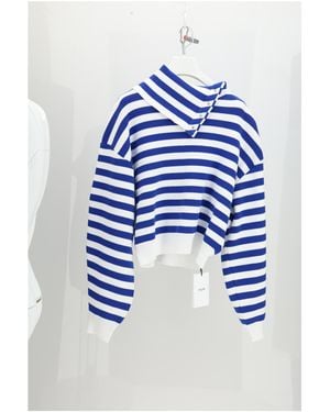 Celine High Neck Sweater-Royal/Royal Cotton - Blue