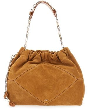 Ba&sh Shoulder Bag June Suede - Brown
