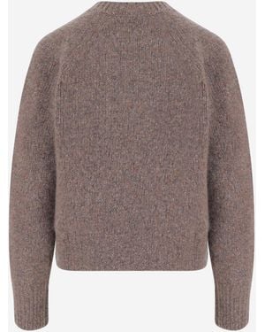 Allude Knit Pattern Ribbed Cuffs Cashmere Sweater - Brown