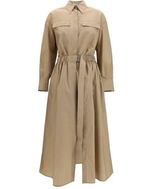Brunello Cucinelli Shirt And Skirt Dress - Natural