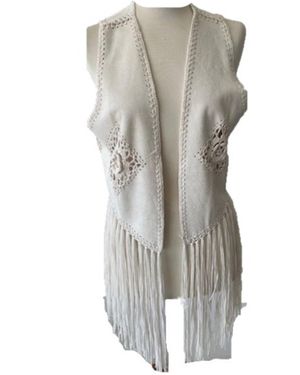 PHO® Firenze Gilet Eco Suede Con Frange - Grey