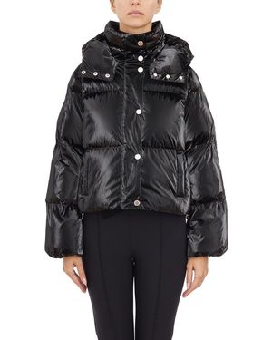 Elisabetta Franchi Metallic Cropped Down Jacket - Black