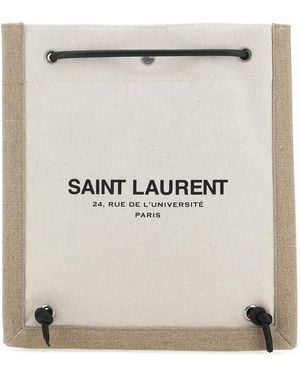 Saint Laurent Two-Tone Canvas Universite Crossbody Bag - Natural