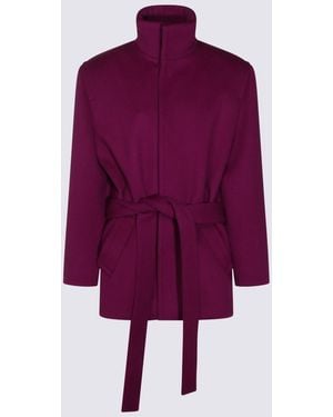 Saint Laurent Wool Coat - Purple