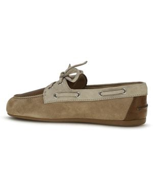 Miu Miu Loafers Leather & Suede Ecru-Cinnamon Calf - Metallic