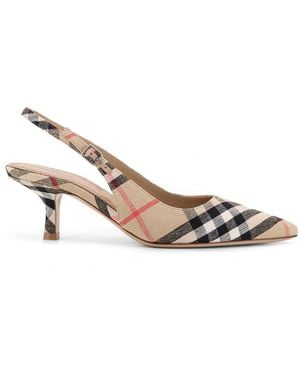 Burberry Dame Décolleté With Check Motif - Multicolor