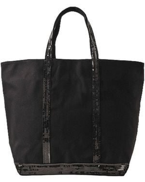 Vanessa Bruno Canvas And Sequin Tote L + Zip Cotton Bags Totes-Shopping-Bags - Black
