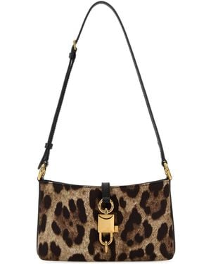 Dolce & Gabbana Printed Fabric Lock Shoulder Bag - Metallic