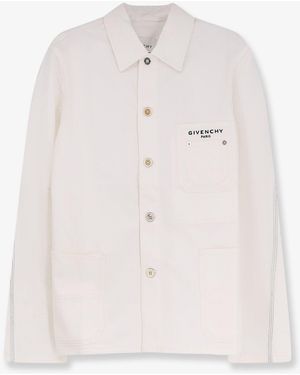 Givenchy Denim Jacket With Iconic Lettering Logo On The Front - White