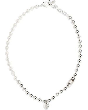 McQueen Pearl Skull Necklace Brass Necklaces - White