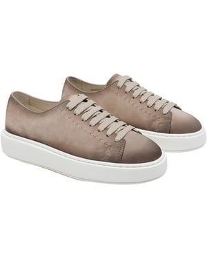 Santoni Sneakers Suede Leather/Rubber Sole - Gray