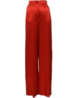 Dolce & Gabbana Red Satin High Waist Wide Leg Pants