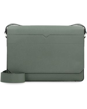 Valextra Leather Messenger Bag Calf - Green