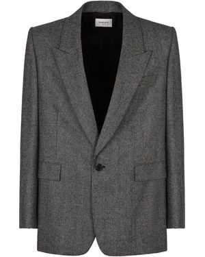 Saint Laurent Flannel Jacket Prince Of Wales Wool Suit & Dinner - Black
