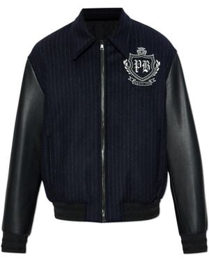 Balmain Jacket With Leather Sleeves - Blue