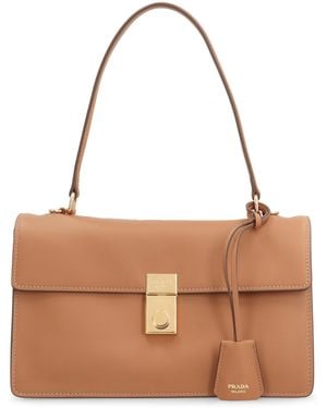 Prada Leather Shoulder Bag Soft Sound Calf Handbags - Brown