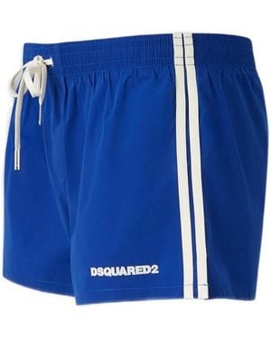 DSquared² Logo Boxer Midi Swim Shorts Clothing Beachwear - Blue