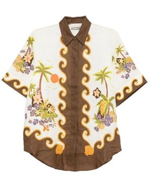 ALÉMAIS Island Cove Graphic-Print Short-Sleeve Shirt - Metallic