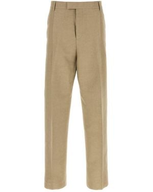Ferragamo Salvatore Cappuccino Cotton Blend Pant - Natural