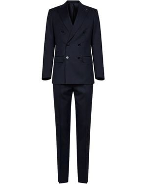 D 40 Virgin Wool Positano Double-Breasted Suit - Blue