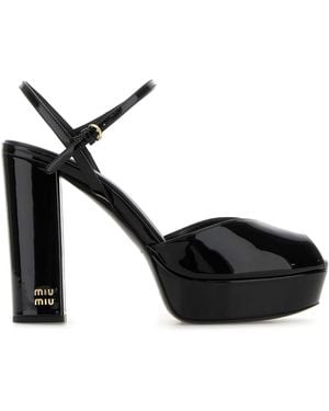 Miu Miu Leather Sandals - Black