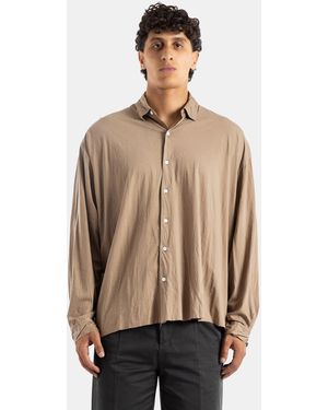 KANEMASA PHIL Oversized Washed Cotton Jersey Shirt Khaki - Natural